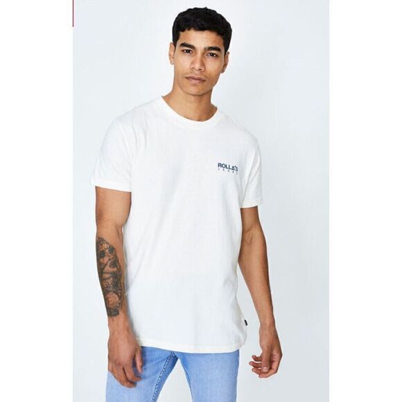 ROLLAS Old Mate Logo T-shirt Vintage White NWT Size Large - Picture 1 of 11